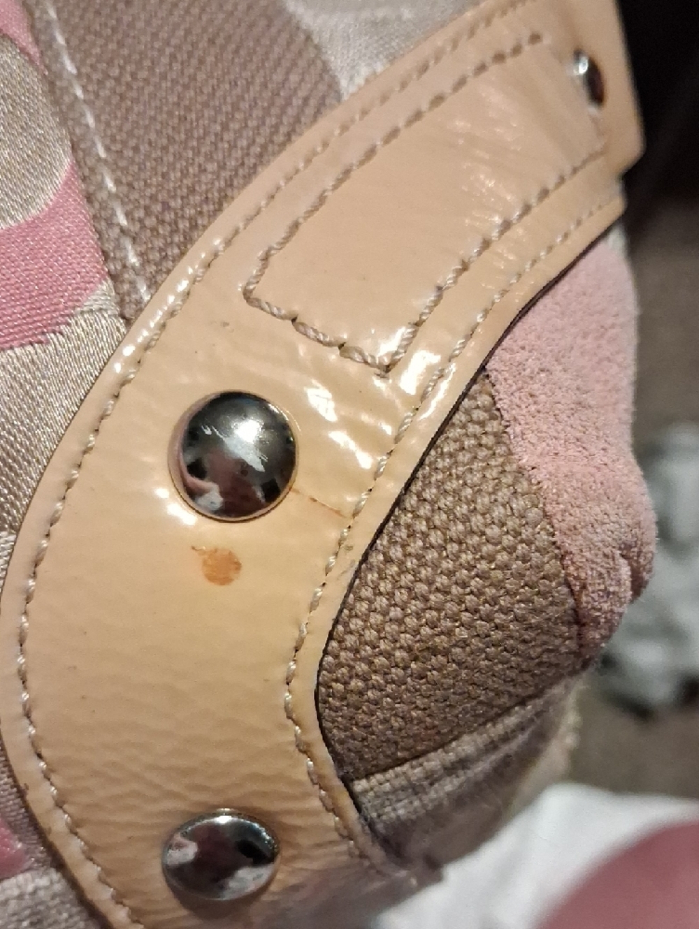 Coach "Carly" Hobo Patchwork Shoulder Bag in Pink and Beige - Picture 7 of 7